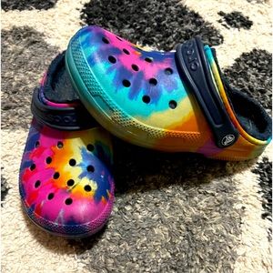 Tye dye Crocs
